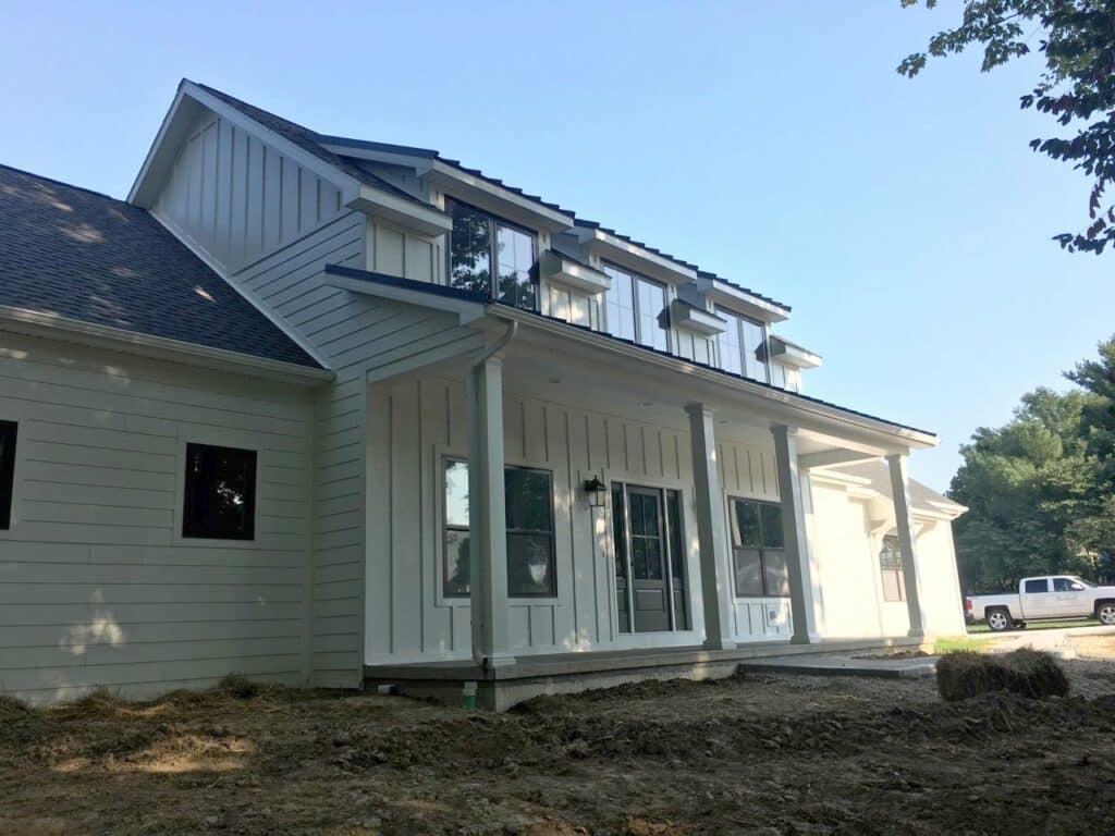 Jasper, IN Custom Home Front Elevation Porch Detail