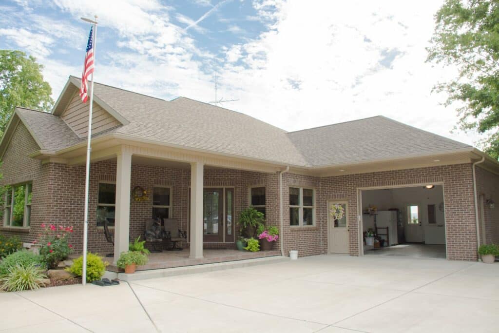 Steckler Custom Home Mount Carmel, IL Front Porch and Garage
