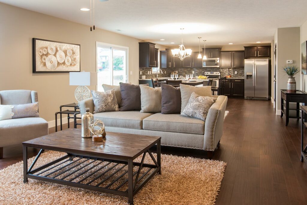 Finished and furnished living room from a Reinbrecht Homes built home