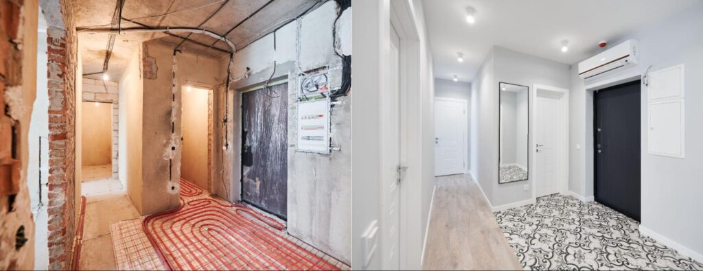 Stunning interior renovation transformation showcasing modern design and elegant finishes.