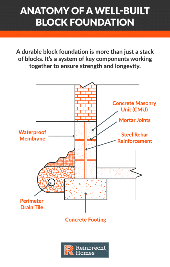Essential components of a block foundation ensure durability and structural integrity.