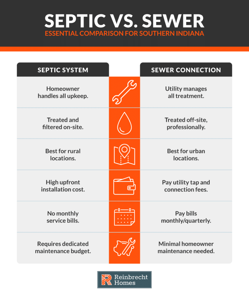 Comparison of septic systems and sewer connections for homeowners in Southern Indiana.