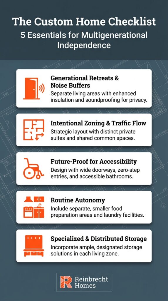 Multigenerational home checklist: key features for independence and comfort in living spaces.