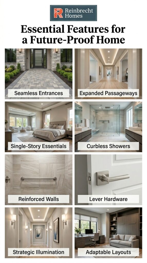 Essential features for a future-proof home include seamless entrances and adaptable layouts.