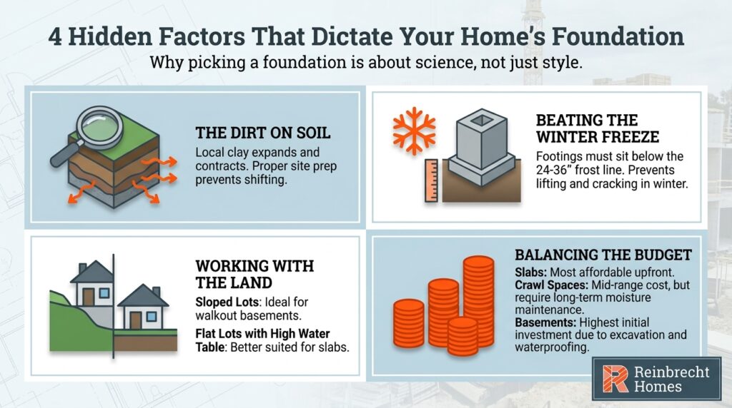 Key factors influencing your homes foundation, including soil type and cost considerations.