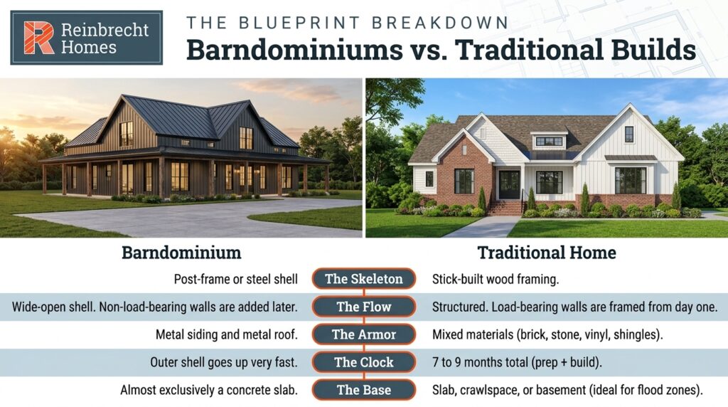 Barndominiums offer unique benefits compared to traditional homes in construction and design.