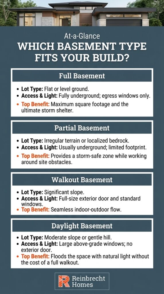 Explore various basement types for your home build and their unique benefits.