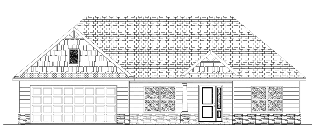 Detailed blueprint of a modern house design with garage and stylish exterior features.