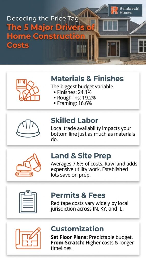 Cost to build a house in Indiana explained through major construction cost drivers.