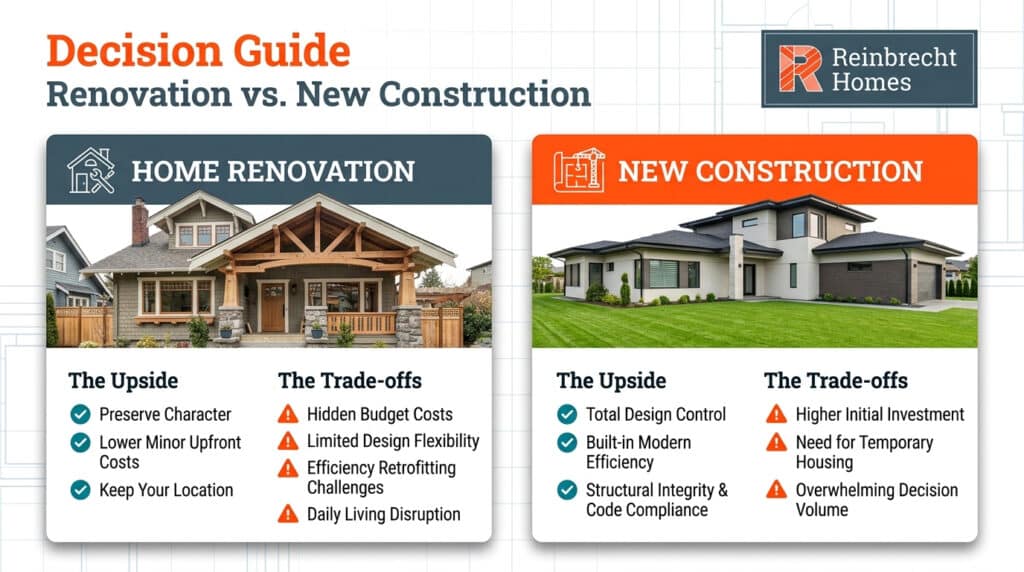 Home renovation vs new construction: weigh benefits and challenges for your project.