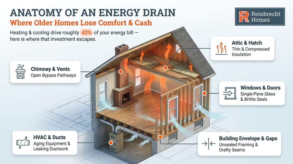 Understanding energy drains in older homes for improved efficiency and savings.