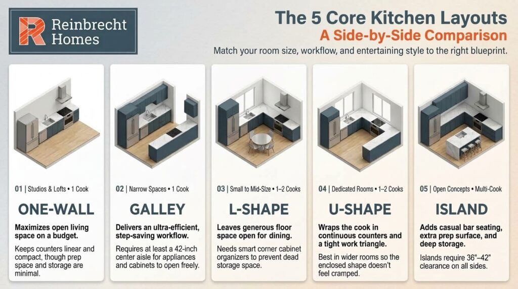 Explore essential kitchen dimensions and layouts for new construction designs.