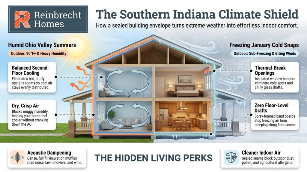 Energy-efficient new construction in Southern Indiana ensures comfort in extreme weather conditions.