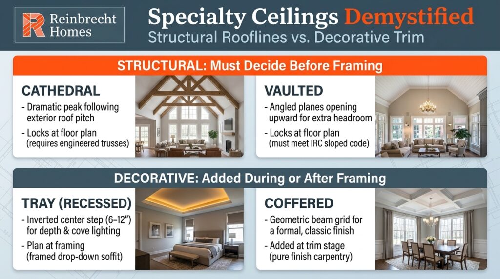Explore specialty ceilings for new construction and standard ceiling height options.