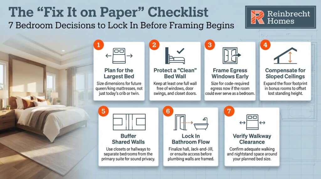 Bedroom checklist: optimize average bedroom size with key planning decisions for comfort.