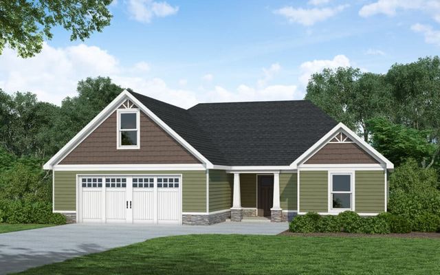 The Aspen floor plan, a craftsman elevation with gabled dormer