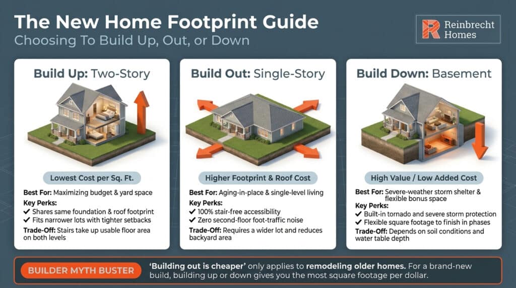 Explore options for building up or out to save on construction costs.
