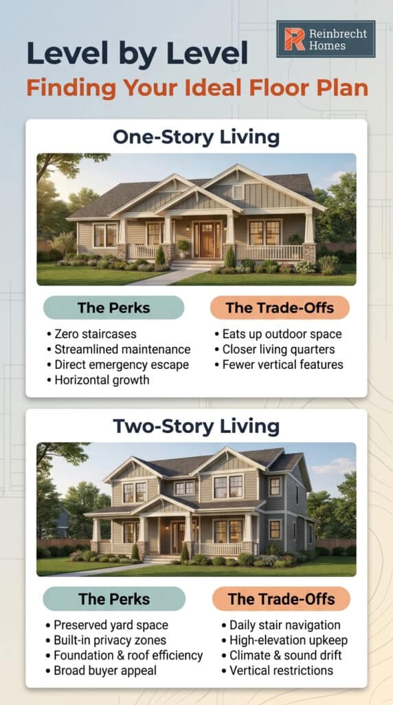 One-story vs two-story homes: Comparing perks and trade-offs for ideal living.